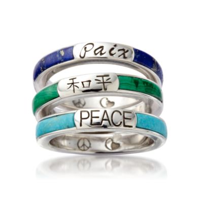 Christie Brinkley Set of Three Peace Rings In Sterling Silver