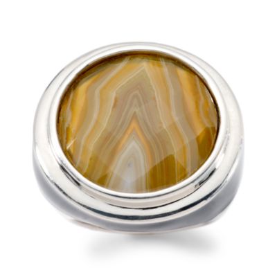 Gray Agate Ring With Enamel In Sterling Silver &mdash; Alt Image 1
