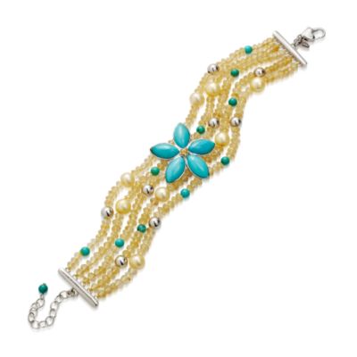 Christie Brinkley Suncatcher Bracelet With Citrines, Turquoise and Cultured Pearls. 7.5" &mdash; Alt Image 1
