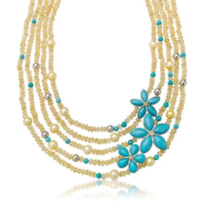 Christie Brinkley Suncatcher Necklace With Citrines, Turquoise and Cultured Pearls &mdash; Alt Image 1