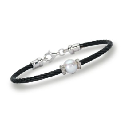 Cultured Pearl Bracelet With Diamond In Stainless Steel &mdash; Alt Image 1