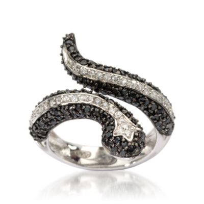 1.70 ct. t.w. Black and White CZ Snake Ring In Sterling Silver &mdash; Alt Image 1