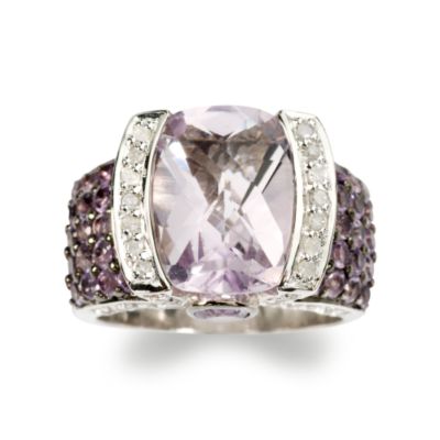 5.50 Carat Rose De France Amethyst Ring With Amethysts and White Topaz In Sterling Silver &mdash; Alt Image 1