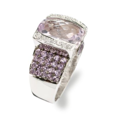 5.50 Carat Rose De France Amethyst Ring With Amethysts and White Topaz In Sterling Silver &mdash; Alt Image 2
