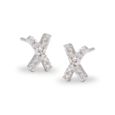Diamond Accent Post Earrings In 14kt White Gold &mdash; Alt Image 1