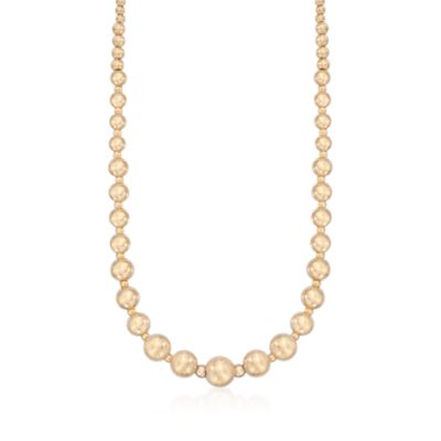 14kt Yellow Gold Graduated 3-9mm Bead Necklace. 17" &mdash; Alt Image 1