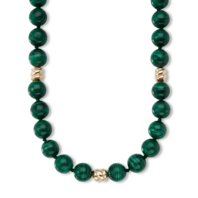 Malachite Bead Necklace In 14kt Yellow Gold. 20" &mdash; Alt Image 1