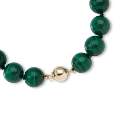 Malachite Bead Necklace In 14kt Yellow Gold. 20" &mdash; Alt Image 2