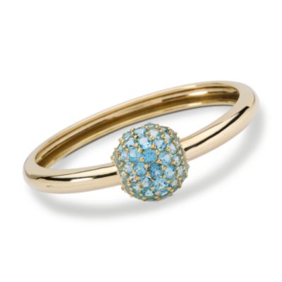 C. 1960 Vintage  10.00 ct. t.w. Round Blue Topaz Cluster Center Bangle Bracelet In 18kt Yellow Gold. 7" &mdash; Alt Image 1