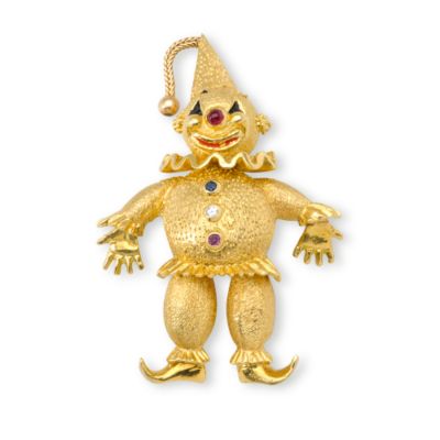 C. 1960 Vintage Multi-Gem Clown Brooch In 18kt Yellow Gold &mdash; Alt Image 1