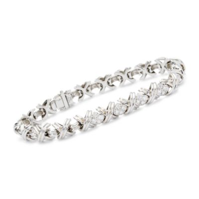 C. 1990 Vintage Tiffany & Co. 1.00 ct. t.w. Diamond X-Link Bracelet In 18kt White Gold. 7.25" &mdash; Alt Image 1