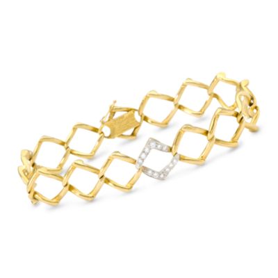 C. 1981 Tiffany & Co. and Paloma Picasso 18kt Yellow Gold Square-Link Bracelet With .25 ct. t.w. Diamonds. 6.5" &mdash; Alt Image 1