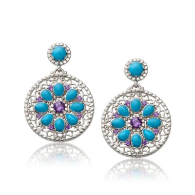 Christie Brinkley Turquoise and Amethyst Earrings In Sterling Silver &mdash; Alt Image 1