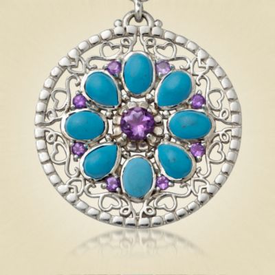Christie Brinkley Turquoise and Amethyst Earrings In Sterling Silver &mdash; Alt Image 2