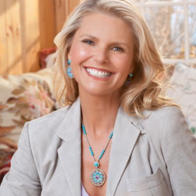 Christie Brinkley Turquoise and Amethyst Earrings In Sterling Silver &mdash; Alt Image 3