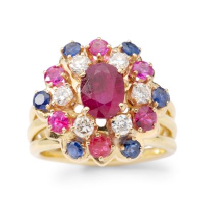 C. 1970 Vintage 3.10 ct. t.w. Multi-Gem Ring In 18kt Yellow Gold. Size 8 &mdash; Alt Image 1