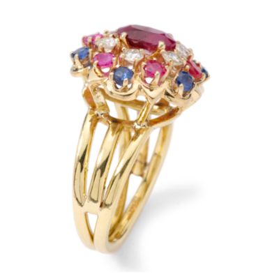 C. 1970 Vintage 3.10 ct. t.w. Multi-Gem Ring In 18kt Yellow Gold. Size 8 &mdash; Alt Image 2