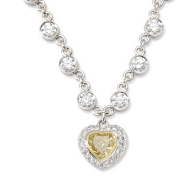 C. 1990 Vintage 1.65 Carat Heart-Shaped Yellow Diamond Necklace With 9.00 ct. t.w. Diamonds In 18kt White Gold. 14.5" &mdash; Alt Image 1