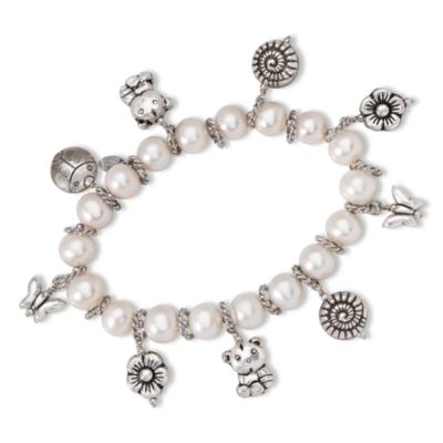 Cultured Pearl Charm Bracelet In Sterling Silver   &mdash; Alt Image 1