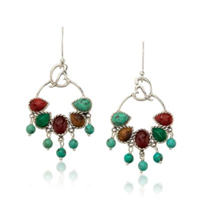 Christie Brinkley Multi-Stone Mosaic Earrings In Sterling Silver   &mdash; Alt Image 1