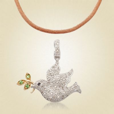 Christie Brinkley Sterling Dove of Peace Diamond Necklace &mdash; Alt Image 2