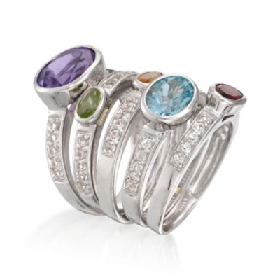 5.55 ct. t.w. Set of Five Gemstone Rings In Sterling Silver &mdash; Alt Image 2