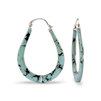 Turquoise Hoop Earrings In Sterling Silver &mdash; Alt Image 1