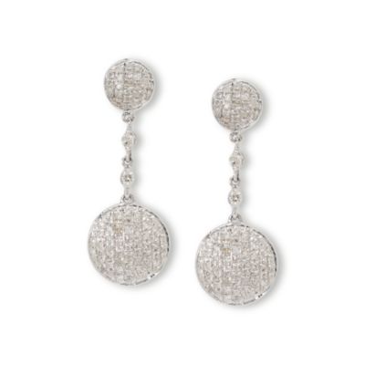 .40 ct. t.w. Pave Diamond Drop Earrings In 14kt White Gold &mdash; Alt Image 1