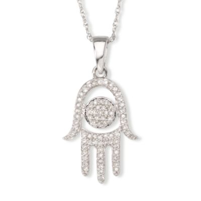.20 ct. t.w. Diamond Hamsa Hand Necklace In 14kt White Gold &mdash; Alt Image 1