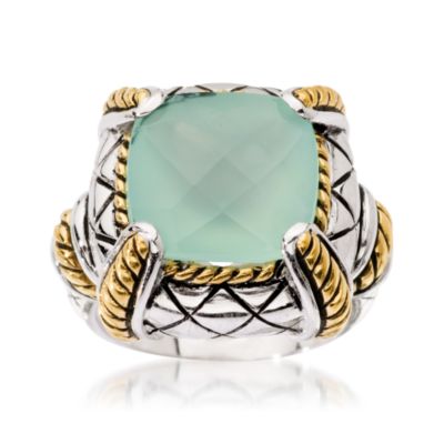 Blue Chalcedony Ring In Two-Tone &mdash; Alt Image 1