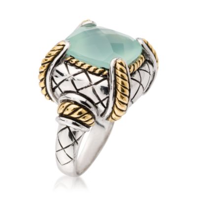 Blue Chalcedony Ring In Two-Tone &mdash; Alt Image 2