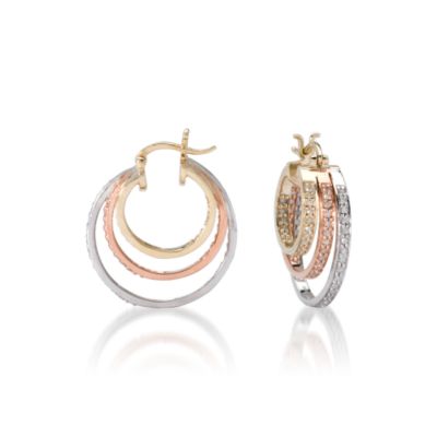 .50 ct. t.w. Diamond Triple-Hoop Earrings In Sterling Silver and Two-Tone Vermeil &mdash; Alt Image 1