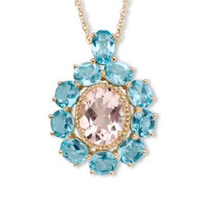 Morganite and Apatite Necklace In 14kt Yellow Gold &mdash; Alt Image 1