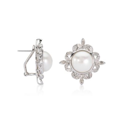 Floral Cultured Pearl Earring In Sterling Silver &mdash; Alt Image 2