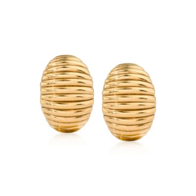 Ridged Dome Clip-On Earrings In Vermeil  &mdash; Alt Image 1