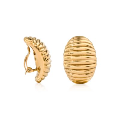 Ridged Dome Clip-On Earrings In Vermeil  &mdash; Alt Image 2
