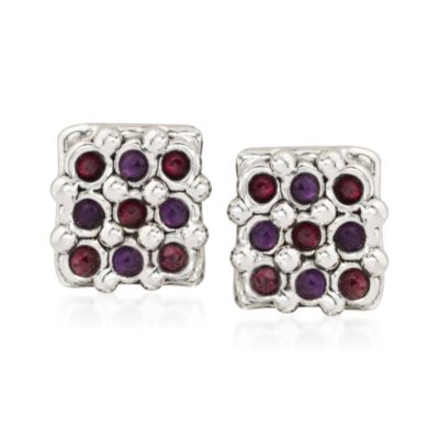 3.70 ct. t.w. Garnet and 2.60 ct. t.w. Amethyst Earrings In Polished Sterling Silver &mdash; Alt Image 1