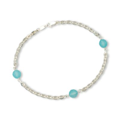 Sterling Silver Ankle Bracelet With Blue Chalcedony &mdash; Alt Image 1