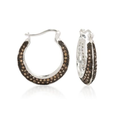 6.40 ct. t.w. Chocolate Color CZ Hoop Earrings In Sterling Silver &mdash; Alt Image 1