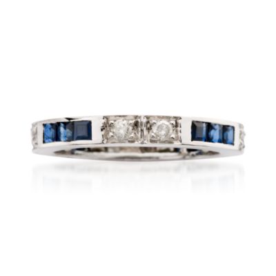 1.50 ct. t.w. Sapphire Eternity Band With Diamonds In Sterling Silver &mdash; Alt Image 1