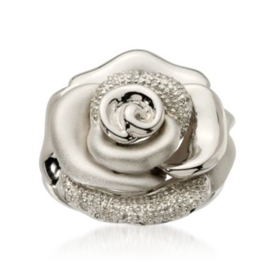 Diamond Rose Ring In Sterling Silver &mdash; Alt Image 1