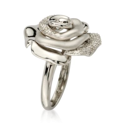 Diamond Rose Ring In Sterling Silver &mdash; Alt Image 2