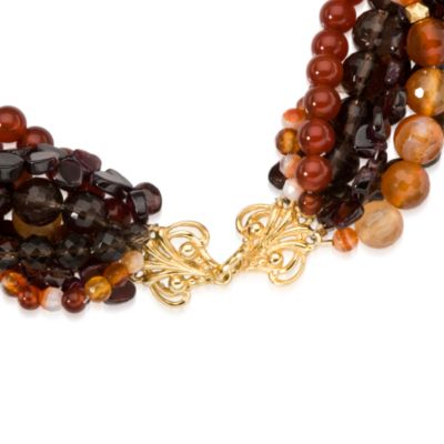 Smoky Quartz, Garnet and Carnelian Torsade In Vermeil &mdash; Alt Image 2