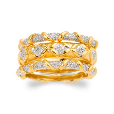 Set of Three .20 ct. t.w. Diamond Rings In Vermeil &mdash; Alt Image 1