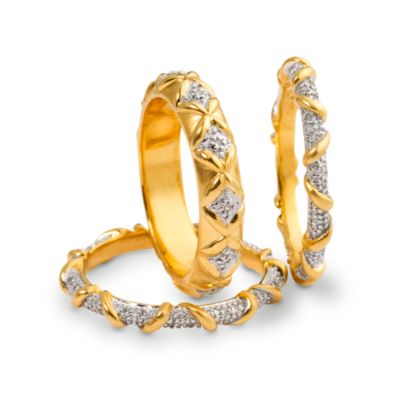 Set of Three .20 ct. t.w. Diamond Rings In Vermeil &mdash; Alt Image 3