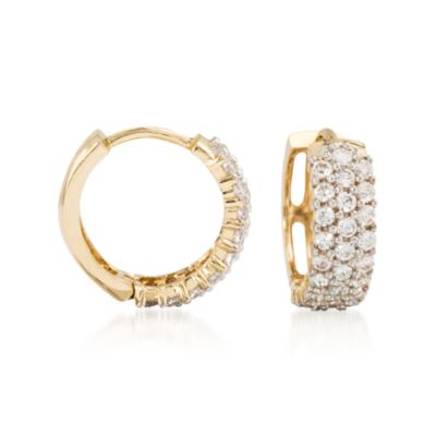 1.60 ct. t.w. CZ Three-Row Earrings In 14kt Yellow Gold &mdash; Alt Image 1