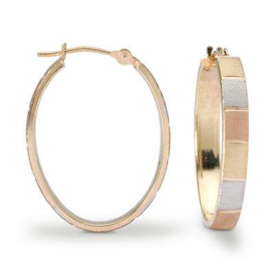 14kt Tri-Colored Gold Snapbar Hoop Earrings &mdash; Alt Image 1