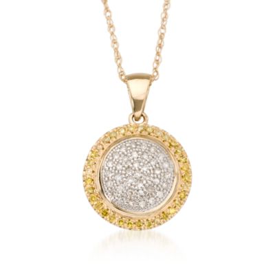 .20 ct. t.w. Yellow and White Diamond Circle Necklace In 14kt Yellow Gold &mdash; Alt Image 1
