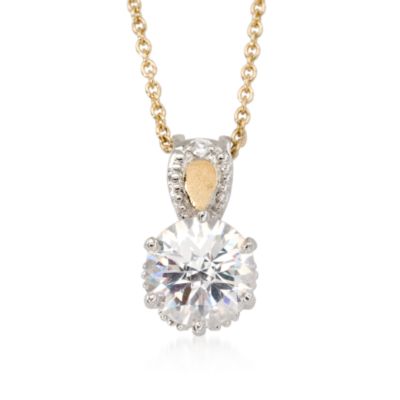 2.00 Carat CZ Necklace In Sterling Silver and Vermeil &mdash; Alt Image 1