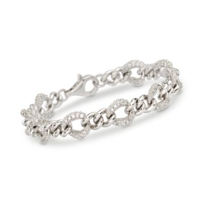 3.20 ct. t.w. CZ Pave Link Bracelet In Sterling Silver &mdash; Alt Image 1